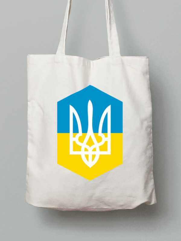 Экосумка из хлопка 38х40см с принтом "Украинский герб" (220739)
