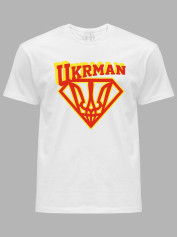 Футболка с патриотическим принтом "Укрмэн" (220807)