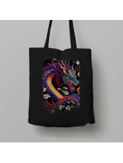 Екосумка шопер з бавовни 38х40см з принтом "Яскравий вогняний дракон" (231001)