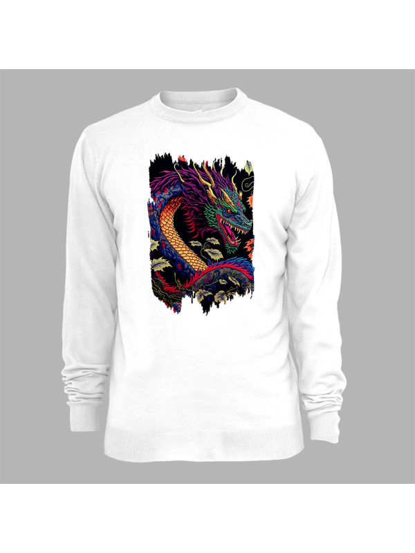 Світшот з принтом "Яскравий вогняний дракон" (231001)