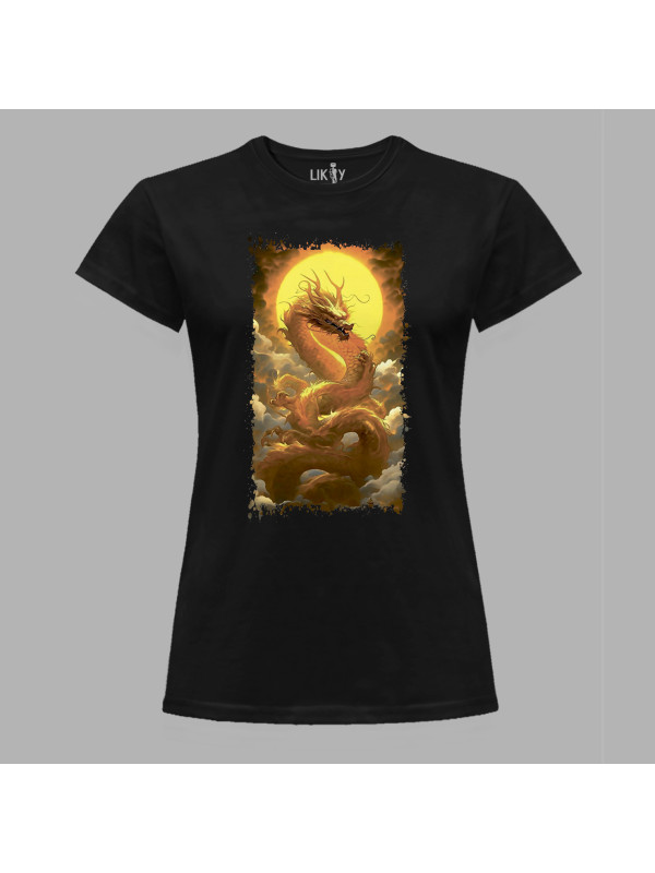 Футболка жіноча з принтом "Сонячний дракон у хмарах" (231004)