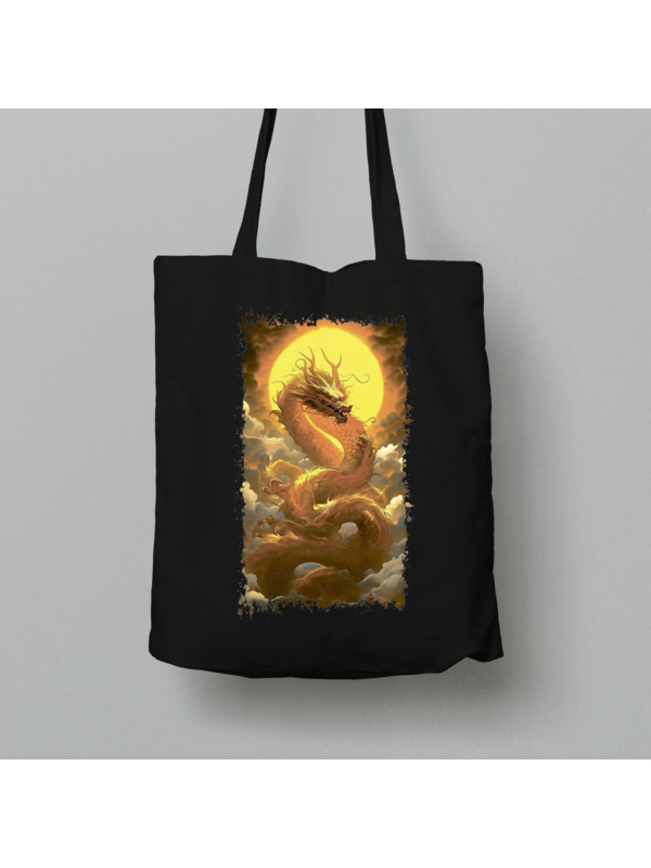 Екосумка шопер з бавовни 38х40см з принтом "Сонячний дракон у хмарах" (231004)
