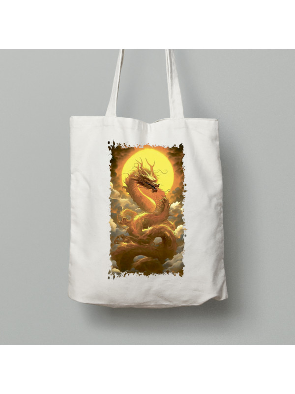 Екосумка шопер з бавовни 38х40см з принтом "Сонячний дракон у хмарах" (231004)