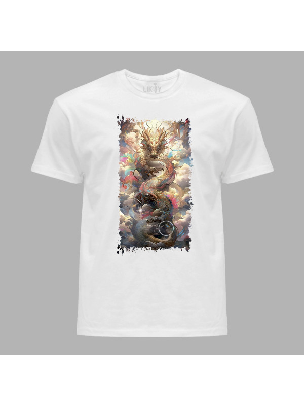 Футболка чоловіча з принтом "Повітряний дракон у хмарах" (231005)