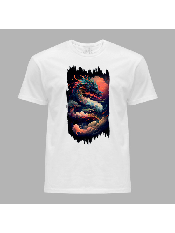 Футболка чоловіча з принтом "Повітряно-вогняний дракон" (231006)