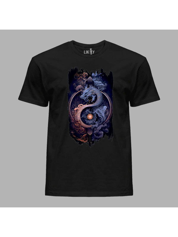 Футболка чоловіча з принтом "Дракон дня і ночі" (231008)