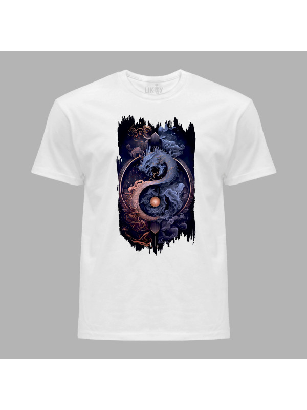 Футболка чоловіча з принтом "Дракон дня і ночі" (231008)