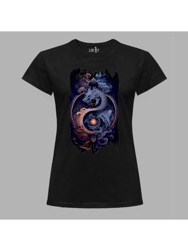 Футболка жіноча з принтом "Дракон дня і ночі" (231008)