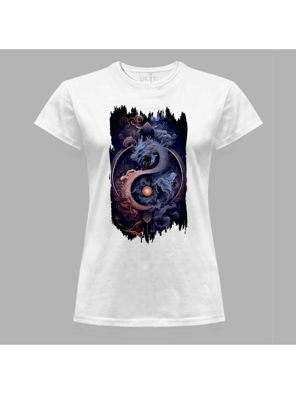 Футболка жіноча з принтом "Дракон дня і ночі" (231008)