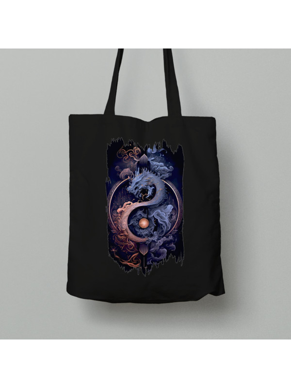 Екосумка шопер з бавовни 38х40см з принтом "Дракон дня і ночі" (231008)