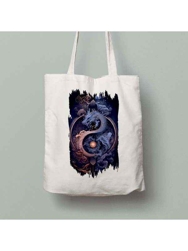 Екосумка шопер з бавовни 38х40см з принтом "Дракон дня і ночі" (231008)