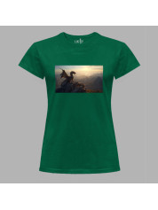 Футболка жіноча з принтом "Дракон на горі на світанку" (231009)