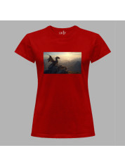 Футболка жіноча з принтом "Дракон на горі на світанку" (231009)