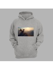 Худі з принтом "Дракон на горі на світанку" (231009)