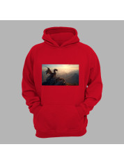 Худі з принтом "Дракон на горі на світанку" (231009)