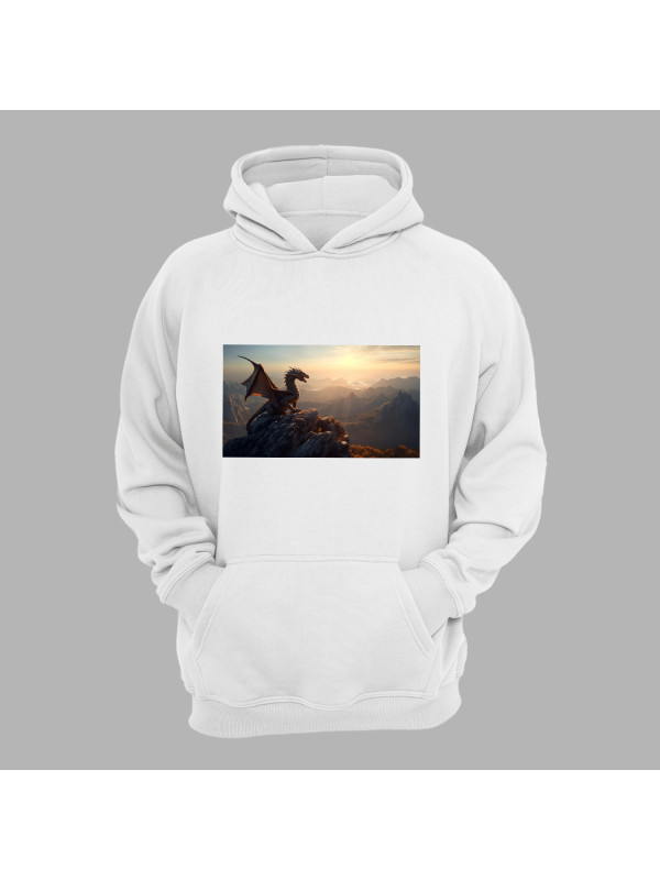 Худі з принтом "Дракон на горі на світанку" (231009)