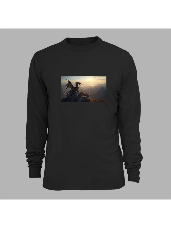 Світшот з принтом "Дракон на горі на світанку" (231009)