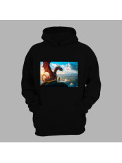 Худі з принтом "Дівчина з драконом на вершині в піднебессі" (231010)