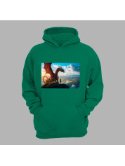 Худі з принтом "Дівчина з драконом на вершині в піднебессі" (231010)