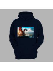 Худі з принтом "Дівчина з драконом на вершині в піднебессі" (231010)