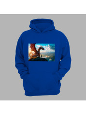 Худі з принтом "Дівчина з драконом на вершині в піднебессі" (231010)