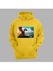 Худі з принтом "Дівчина з драконом на вершині в піднебессі" (231010)