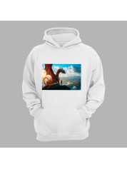 Худі з принтом "Дівчина з драконом на вершині в піднебессі" (231010)