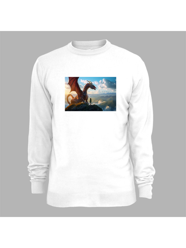 Світшот з принтом "Дівчина з драконом на вершині в піднебессі" (231010)