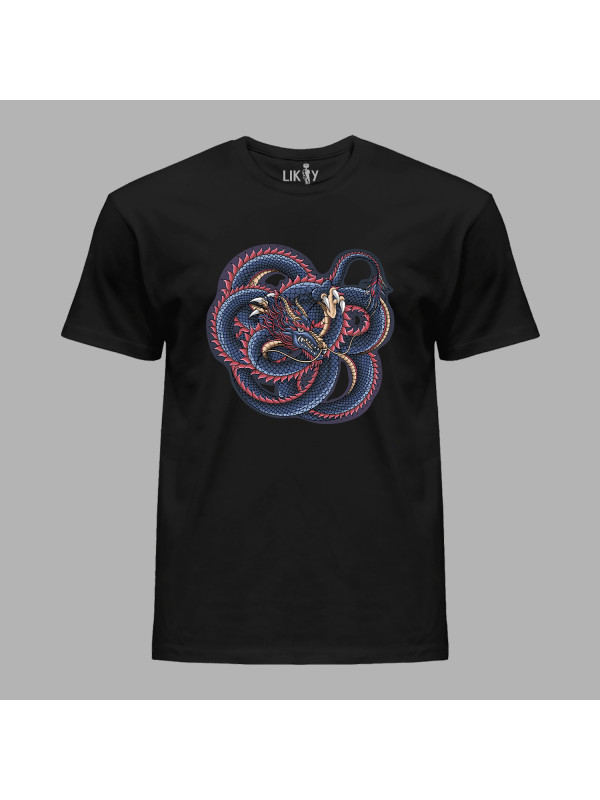 Футболка чоловіча з принтом "Заплутаний дракон" (231011)