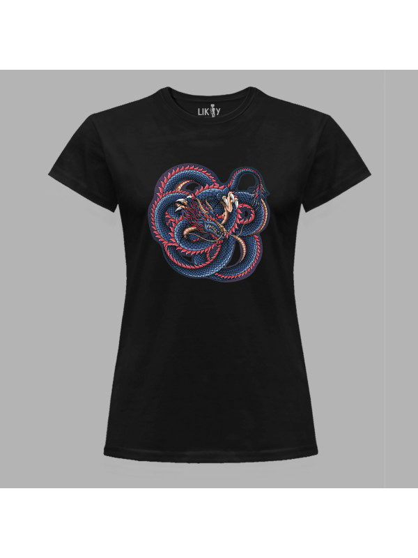 Футболка жіноча з принтом "Заплутаний дракон" (231011)