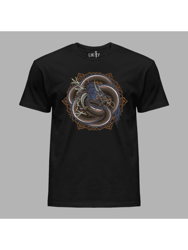 Футболка чоловіча з принтом "Переплутаний дракон" (231012)
