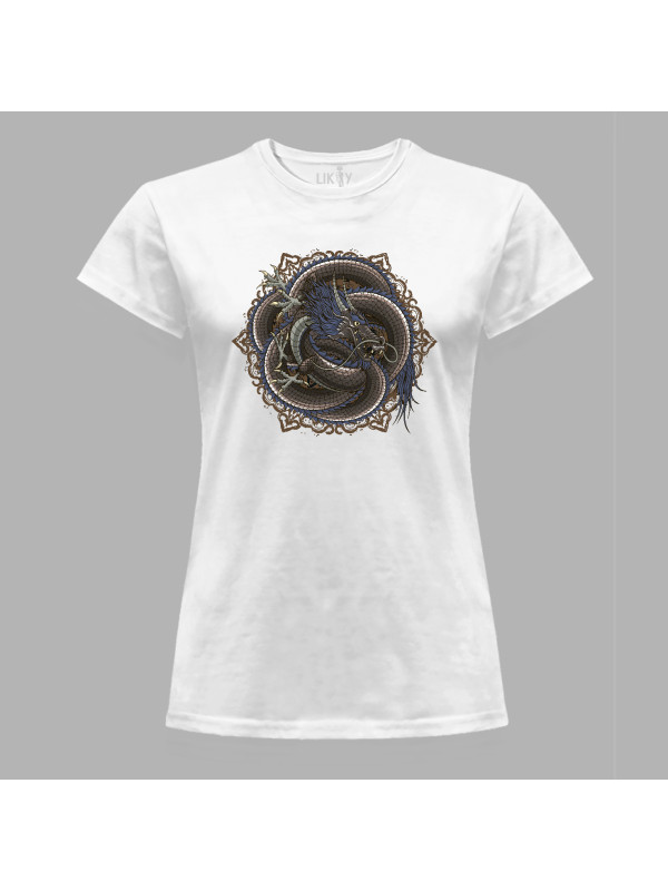 Футболка жіноча з принтом "Переплутаний дракон" (231012)