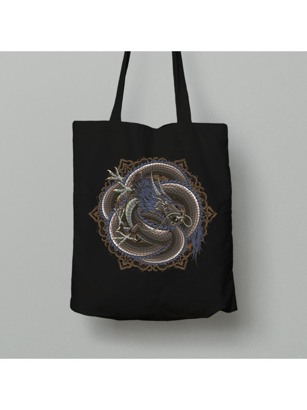 Екосумка шопер з бавовни 38х40см з принтом "Переплутаний дракон" (231012)