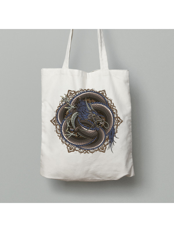Екосумка шопер з бавовни 38х40см з принтом "Переплутаний дракон" (231012)