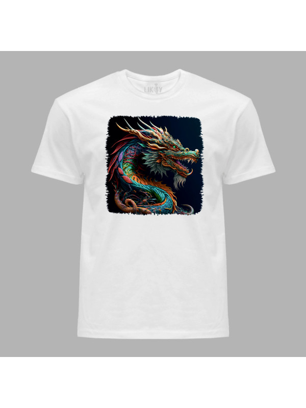 Футболка чоловіча з принтом "Кольоровий дракон" (231014)