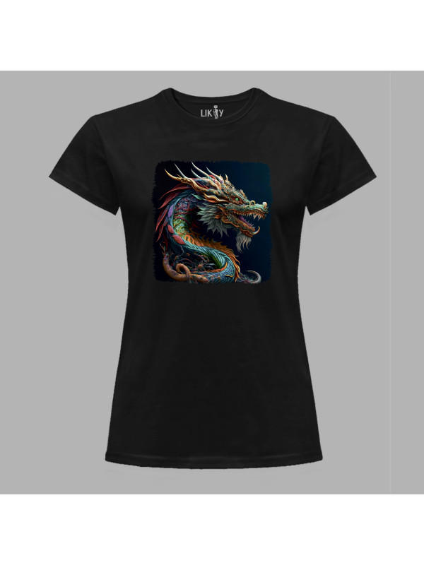 Футболка жіноча з принтом "Кольоровий дракон" (231014)