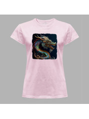 Футболка жіноча з принтом "Кольоровий дракон" (231014)
