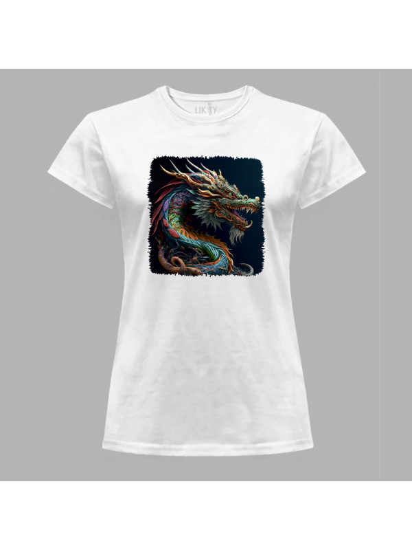 Футболка жіноча з принтом "Кольоровий дракон" (231014)