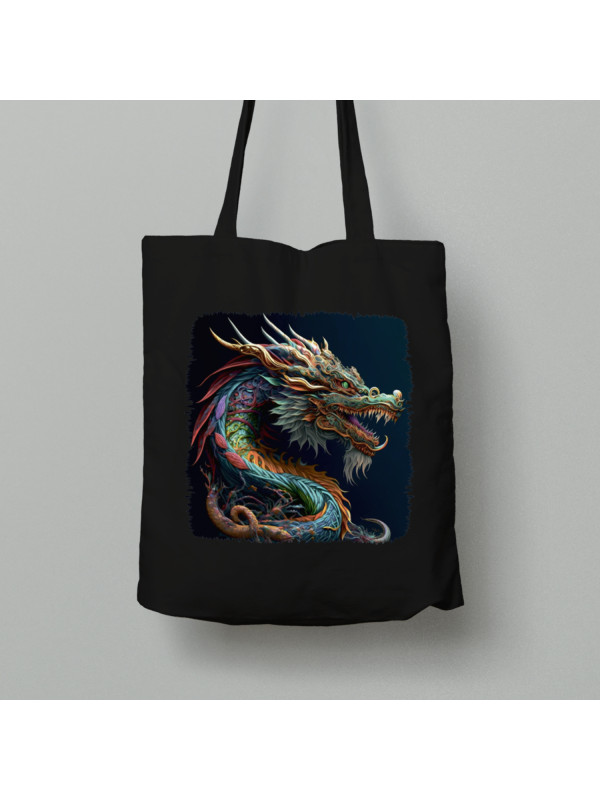 Екосумка шопер з бавовни 38х40см з принтом "Кольоровий дракон" (231014)