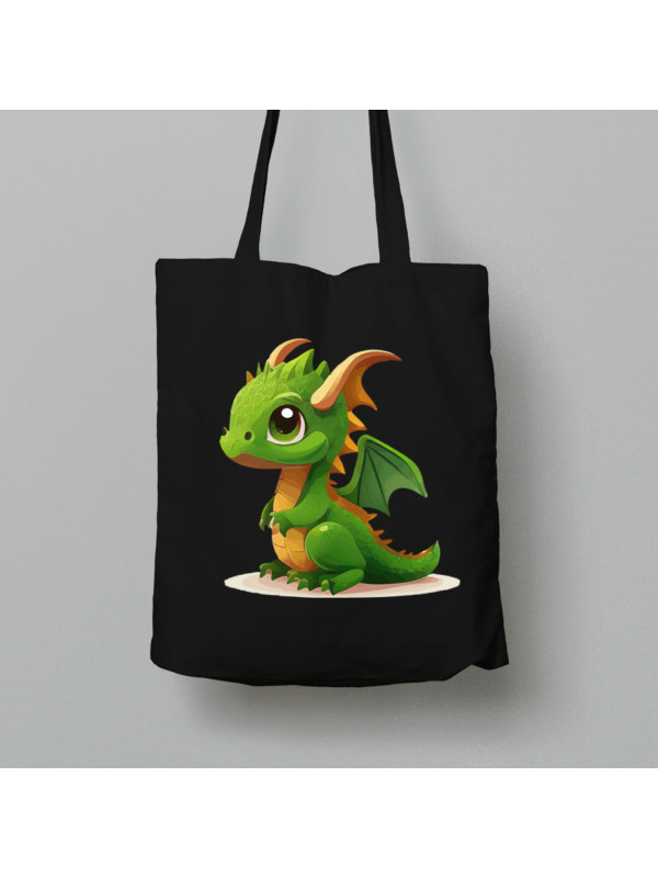Екосумка шопер з бавовни 38х40см з принтом "Зелений дракончик" (231015)