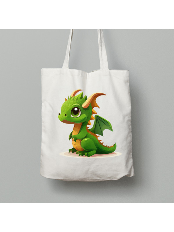 Екосумка шопер з бавовни 38х40см з принтом "Зелений дракончик" (231015)