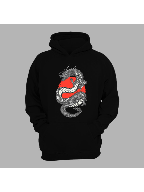 Худі з принтом "Дракон і червоне сонце" (231016)