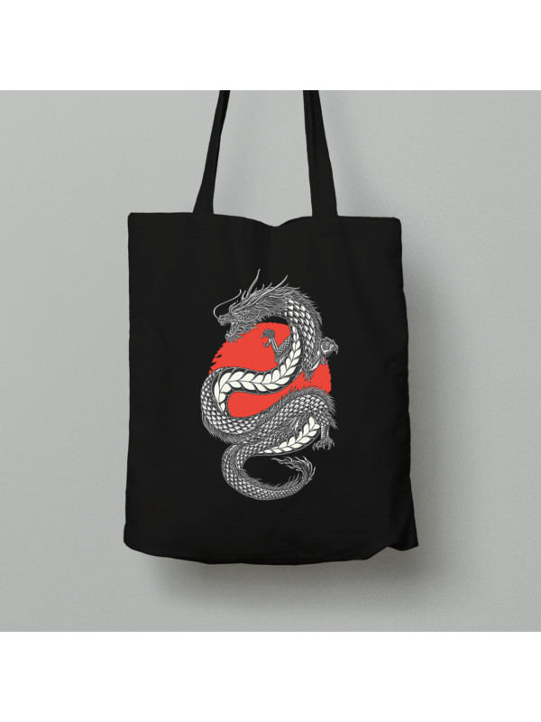 Екосумка шопер з бавовни 38х40см з принтом "Дракон і червоне сонце" (231016)