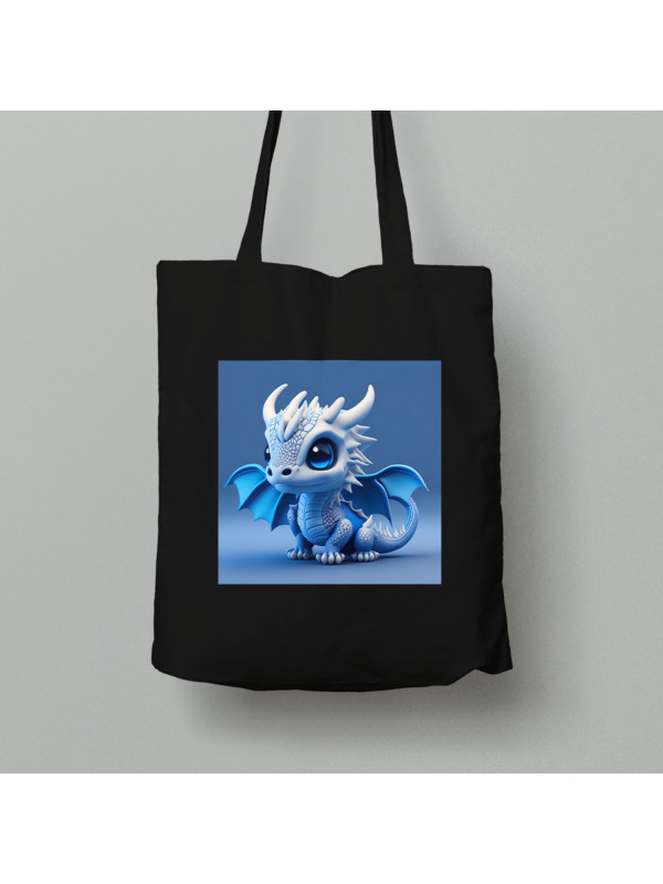Екосумка шопер з бавовни 38х40см з принтом "Синій дракончик" (231017)