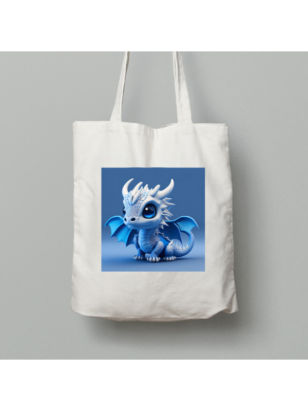 Екосумка шопер з бавовни 38х40см з принтом "Синій дракончик" (231017)