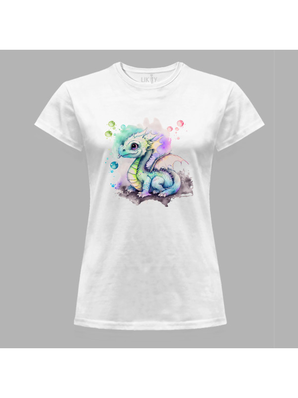 Футболка женская с принтом "Волшебный пузырьковый дракончик" (231018)