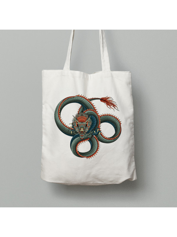 Екосумка шопер з бавовни 38х40см з принтом "Три кола вогняного дракона" (231019)