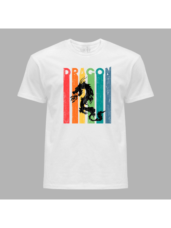 Футболка чоловіча з принтом "Силует дракона в кольорах" (231020)
