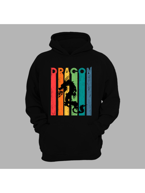 Худі з принтом "Силует дракона в кольорах" (231020)
