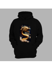 Худі з принтом "Золотий дракон у хмарах" (231022)
